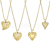 4Pcs 4 Styles Valentine's Day Brass Textured Heart Pendant Cable Chain Necklaces for Women NJEW-PH0001-53-1