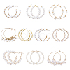 ANATTASOUL 10 Pairs 10 Style Plastic & Resin Imitation Pearl Beaded Hoop Earrings Set EJEW-AN0003-45-1