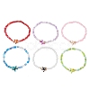 6Pcs Synthetic Turquoise & Non-magnetic Hematite Beads Stretch Bracelets BJEW-JB13432-3