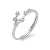 Constellations Rhodium Plated 925 Sterling Silver Micro Pave Clear Cubic Zirconia Adjustable Rings for Women RJEW-P130-01P-J-4