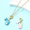 2Pcs 2 Colors Brass Enamel European Dangle Charms KK-FS0001-82-8