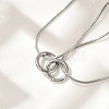 304 Stainless Steel Double Layer Snake Chain 2-Ring Link Necklaces NJEW-R017-01P-2