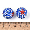 Independence Day Opaque Acrylic Round Beads OACR-T029-07A-3