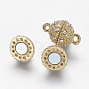Alloy Rhinestone Magnetic Clasps with Loops X-RB-H116-2-G-2