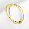 Brass Pave Cubic Zirconia Heart Round Beaded Stretch 2-Strand Bracelets for Women WG63F7B-03-1