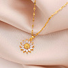 Sunflower 304 Stainless Steel Clear Cubic Zirconia Pendant Necklaces for Women FS-WG5C110-01-4