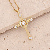 Brass Micro Pave Cubic Zirconia Cross Pendant Necklaces FS-WG7675B-04-1