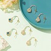 3 Pair 3 Color Rhinestone & Glass Beaded Flower Dangle Earrings EJEW-MZ00097-4