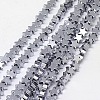 Electroplate Non-magnetic Synthetic Hematite Beads Strands G-J173-4x4mm-02-1