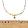 Ocean Brass Pave Clear Cubic Zirconia Sea Animals Pendant Natural Shell and Glass Seed Beaded Necklaces for Women NJEW-JN06345-6