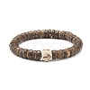 Flat Round Coconut Beads Stretch Bracelets Set BJEW-JB07010-3