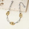304 Stainless Steel Oval & Eye Link Chain Bracelets for Women FS-WGC4BBB-01-1