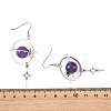 Natural Amethyst & Alloy Pendant Dangle Earrings EJEW-TA00818-04-5