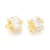 Brass Clear Glass Connector Charms KK-P228-76G-1