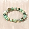 Natural Green Line Jasper Round Beaded Stretch Bracelets for Women BJEW-F535-02C-2