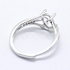 Anti-Tarnish Rhodium Plated 925 Sterling Silver Finger Ring Components STER-G027-17P-3