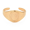 Ion Plating(IP) 304 Stainless Steel Oval Chunky Open Cuff Ring for Women RJEW-C025-14G-2