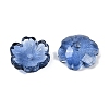 Transparent Spray Paint Glass Bead Caps GLAA-H035-04D-2