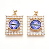 Brass Micro Pave Clear Cubic Zirconia Pendants for Women KK-T070-91A-09-1