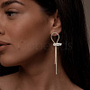 925 Sterling Silver Bowknot Dangle Stud Earrings with Natural Pearl EJEW-Z041-10G-3