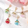 Alloy Glass Flowers Pendant Decorations HJEW-MZ00207-1