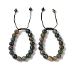 10mm Round Natural Indian Agate Braided Bead Bracelets BJEW-C067-01C-27-1