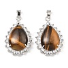 Natural Tiger Eye & Rhinestone Pendants G-K338-31P-09-1