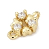 Brass Micro Pave Clear Cubic Zirconia Connector Charms KK-Z094-08G-01-2