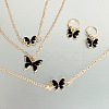 Butterfly Alloy Rhinestone & Enamel Pendant Necklace & Bracelets & Earring & Rings Sets for Children FS-WGE37FF-11-1