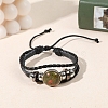Natural Unakite Flat Round Link Multi-strand Bracelets PW-WGD176F-12-1