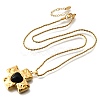 Cross with Heart 304 Stainless Steel Cubic Zirconia Pendant Necklaces NJEW-H070-01G-02-4