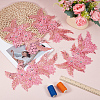 4Pcs Flower & Leaf Polyester and Plastic Applqiues PATC-CY0001-49B-4