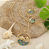 Alloy & Natural Abalone/Paua Shell Pendant Necklaces & Dangle Earrings Sets WGD5CF5-09-1