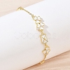 Brass Pave Clear Cubic Zirconia Clover Envelope Link Bracelets KK-CBA6980-18G-3