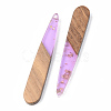 Transparent Resin & Walnut Wood Pendants X-RESI-S389-039A-B01-2