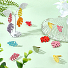 24Pcs 6 Color Iron Leaf Stud Earring Findings IFIN-PH0001-99-4