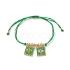 Handmade Japanese Seed Rectangle with Cross & Evil Eye Charm Bracelets BJEW-MZ00010-2