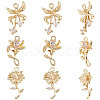 9Pcs 3 Style Brass Micro Pave Cubic Zirconia Pendants Sets KK-BBC0007-54-1