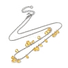304 Stainless Steel Cubic Zirconia Teardrop & Flat Round Bib Ball Chain Necklaces for Women NJEW-F328-11P-03-2