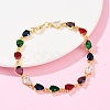Brass Micro Pave Cubic Zirconia Link Bracelets BJEW-Z138-01G-2