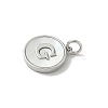 Brass Pave Natural Shell Flat Round with Letter Charms KK-Z115-13P-G-2