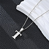 201 Stainless Steel Crystal Rhinestone Initial Pendant Necklaces FS-WG28760-22-1