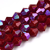 Opaque Solid Color Electroplate Glass Beads Strands EGLA-A039-P6mm-L22-1