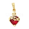Glass with Brass Micro Pave Cubic Zirconia Pendants KK-P343-06G-1