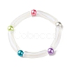 Acrylic Curved Tube & Round Chunky Stretch Bracelet for Women BJEW-JB08282-4
