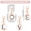 4Pcs 4 Styles Alloy Colorful Rhinestone Keychain KEYC-WR0001-27-2