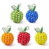 5Pcs 5 Colors Handmade Seed Beads Pendants PALLOY-TA00159-1