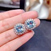 Square Alloy Rhinestone Pendant Necklace & Stud Earring & Finger Ring Sets WG30FCB-01-4