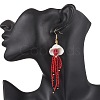 304 Stainless Steel Dyed Synthetic Turquoise & Natural Black Onyx & Glass Seed Beaded Dangle Earrings EJEW-MZ00530-01-2