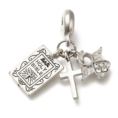 Rack Plating Alloy Crystal Rhinestone European Dangle Charms PALLOY-A009-04P-1